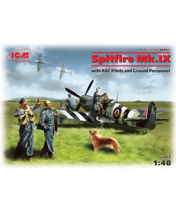 ICM modelis Spitfire Mk.IX with RAF Pilots and Ground Personnel 1/48