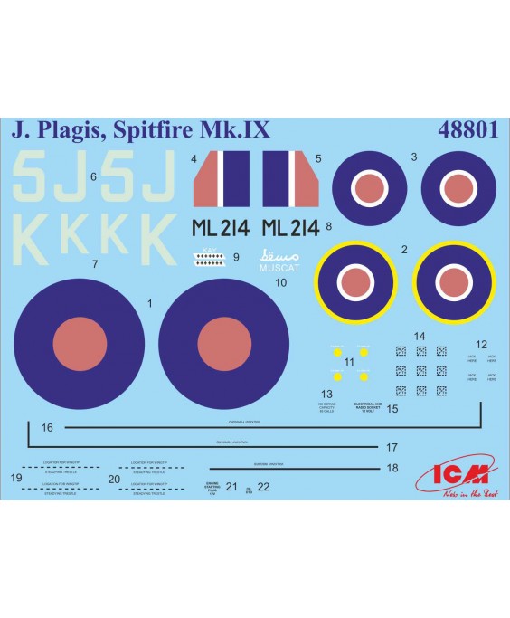 ICM modelis Spitfire Mk.IX with RAF Pilots and Ground Personnel 1/48