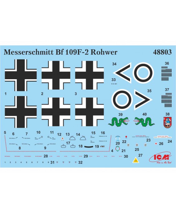 ICM modelis Bf 109F-2 with German Pilots and Ground Personnel 1/48