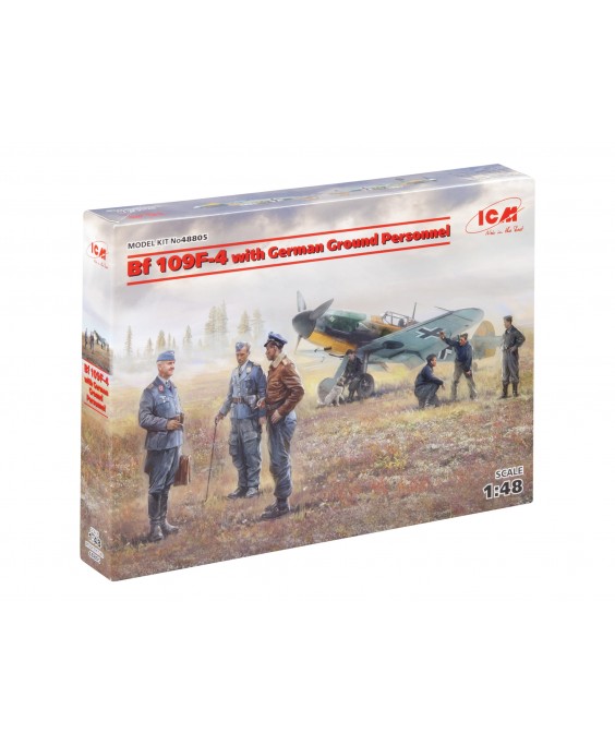 ICM modelis Bf 109F-4 with German Ground Personnel 1/48