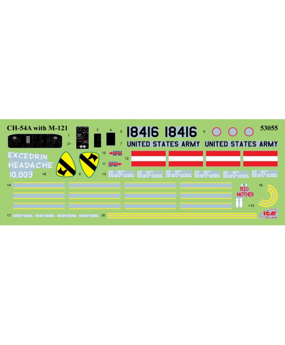 ICM modelis Sikorsky CH-54A Tarhe with M-121 bomb 1/35