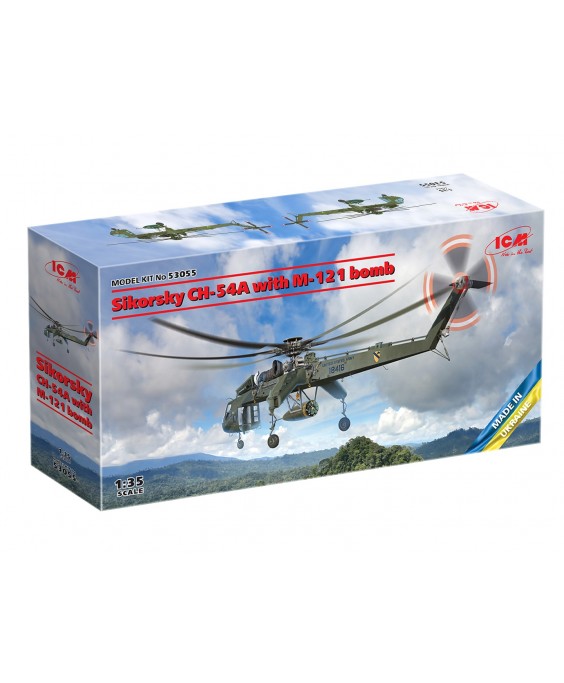 ICM modelis Sikorsky CH-54A Tarhe with M-121 bomb 1/35