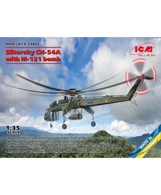 ICM modelis Sikorsky CH-54A Tarhe with M-121 bomb 1/35