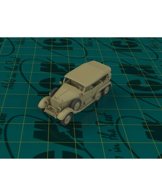 ICM modelis G4 (1935 production) Soft Top, WWII German Staff Car, snap fit/no glue 1/72