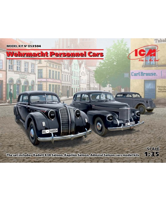 ICM modelis Wehrmacht Personnel Cars (Kadett K38 Saloon, Kapitan Saloon, Admiral Saloon) 1/35 ICM modelis Wehrmacht Personnel Cars (Kadett K38 Saloon, Kapitan Saloon, Admiral Saloon) 1/35