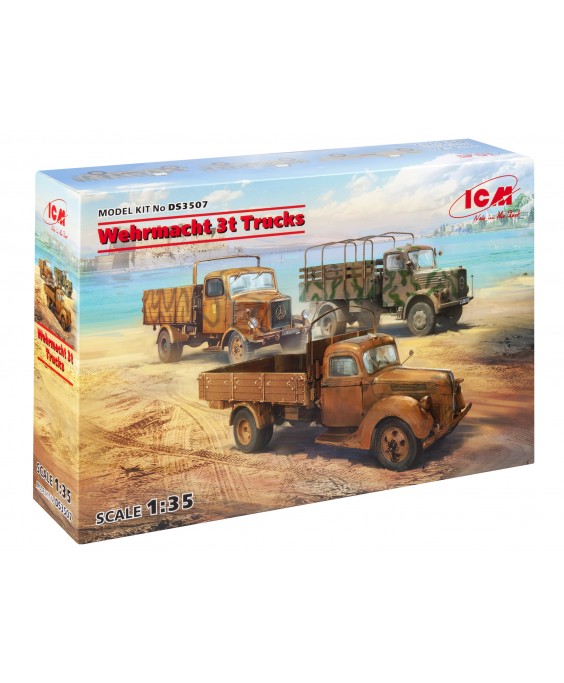 ICM modelis Wehrmacht 3t Trucks (V3000S, KHD S3000, L3000S) 1/35