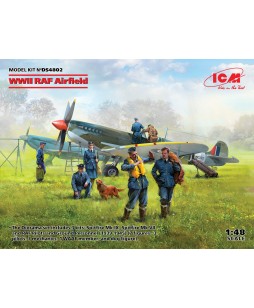 ICM modelis WWII RAF Airfield (Spitfire Mk.IX, Spitfire Mk.VII, RAF Pilots and Ground Personnel (7 figures)) 1/48