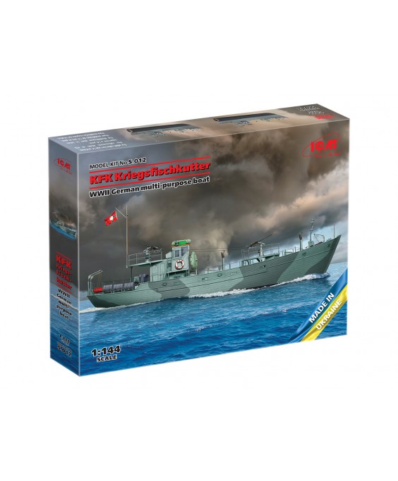 ICM modelis WWII German multi-purpose boat KFK Kriegsfischkutter 1/144