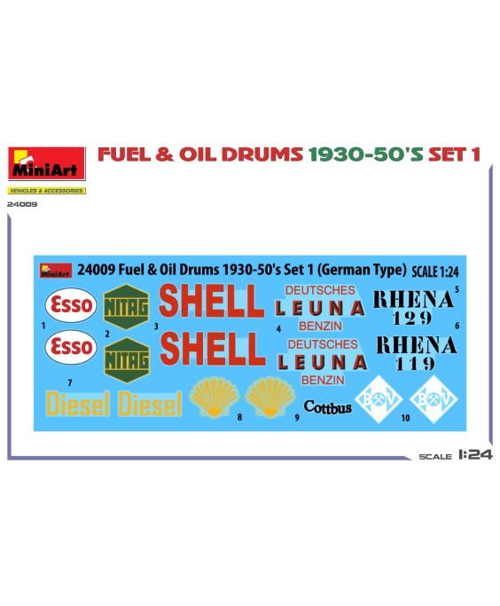 MiniArt FUEL & OIL DRUMS 1930-50’S SET 1. 1/24