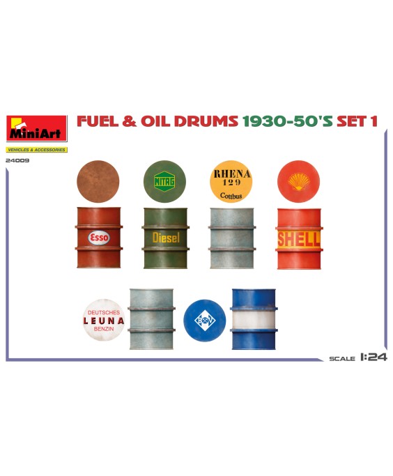 MiniArt FUEL & OIL DRUMS 1930-50’S SET 1. 1/24
