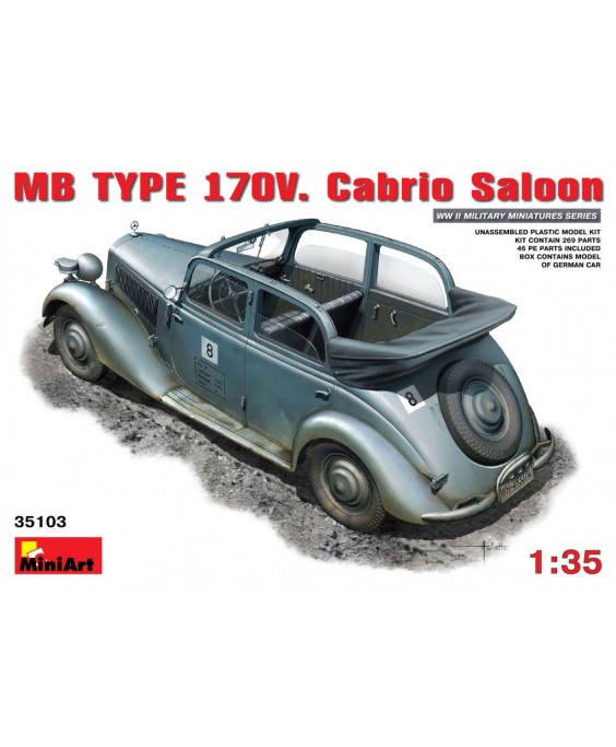 MiniArt modelis MB TYPE 170V  Cabrio Saloon 1/35