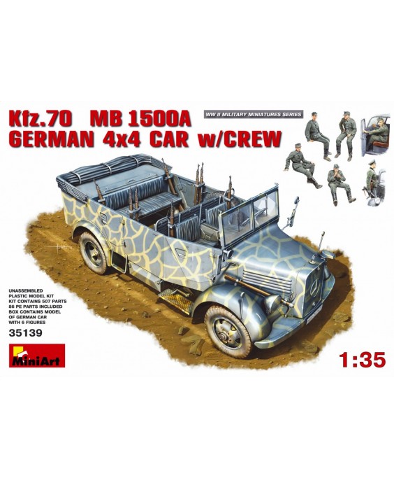MiniArt modelis Kfz.70 (MB 1500A) German 4x4 Car w/Crew 1/35