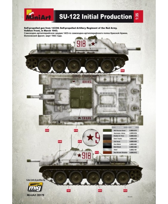 MiniArt modelis SU-122 (Initial Production) w/Full Interior 1/35