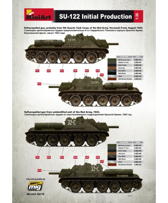 MiniArt modelis SU-122 (Initial Production) w/Full Interior 1/35