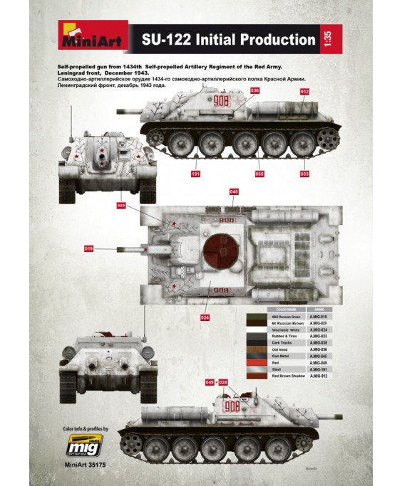 MiniArt modelis SU-122 (Initial Production) w/Full Interior 1/35