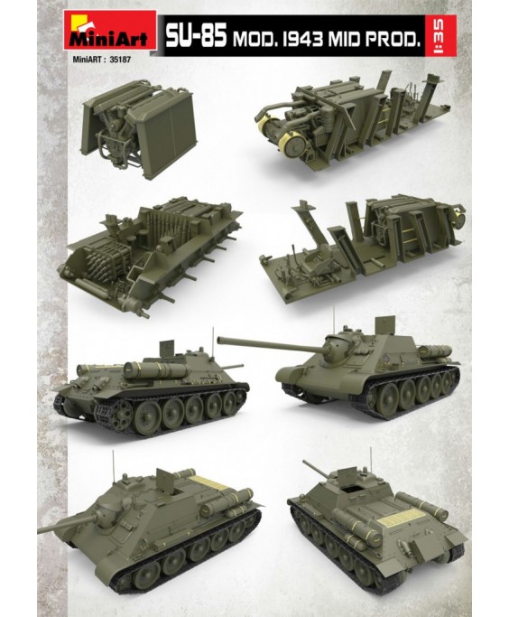 MiniArt modelis SU-85 Mod. 1943 (Mid Production) w/Full Interior 1/35