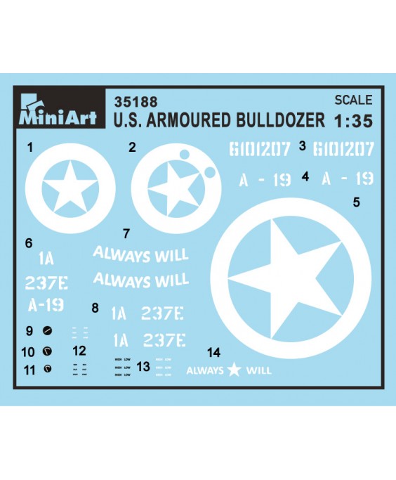 MiniArt modelis U.S. Armoured Buldozer 1/35