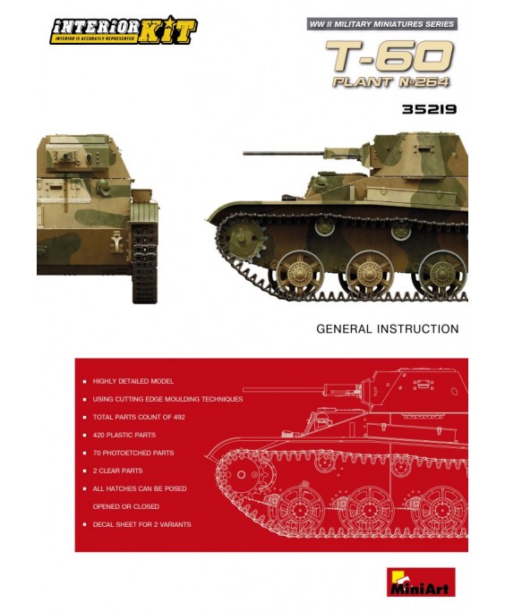 MiniArt modelis T-60 (Plant No.264,Stalingrad) Interior Kit 1/35 MiniArt modelis T-60 (Plant No.264,Stalingrad) Interior Kit 1/35