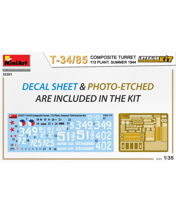 MiniArt modelis T-34-85 Composite Turret. 112 Plant. Summer 1944 Interior Kit 1/35