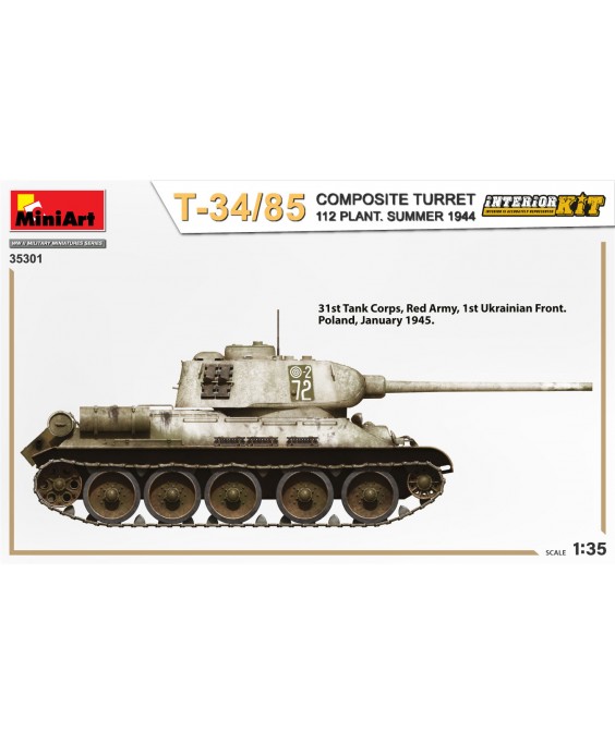 MiniArt modelis T-34-85 Composite Turret. 112 Plant. Summer 1944 Interior Kit 1/35