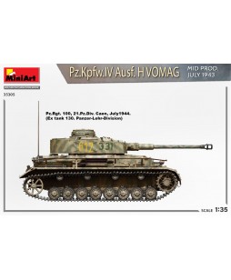 MiniArt modelis Pz.Kpfw.IV Ausf. H Vomag. MID PROD. JULY 1943. 1/35