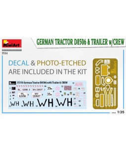 MiniArt modelis German Tractor D8506 with trailer & crew 1/35