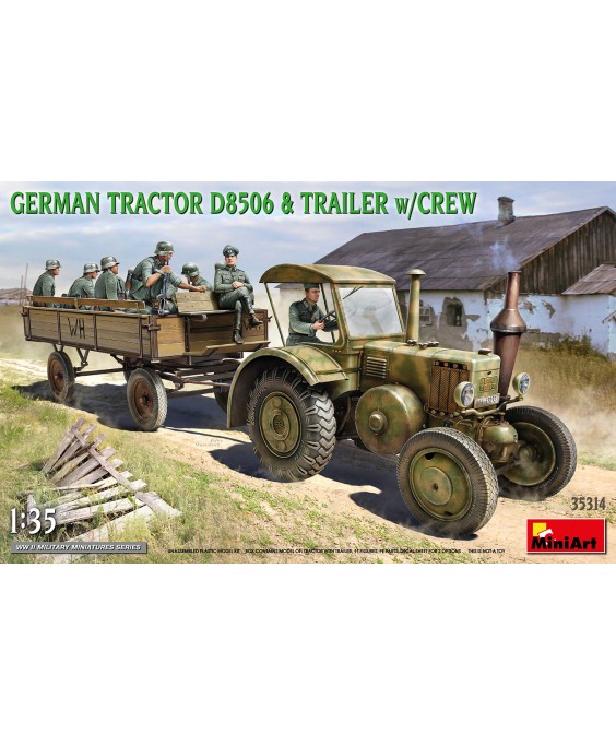 MiniArt modelis German Tractor D8506 with trailer & crew 1/35