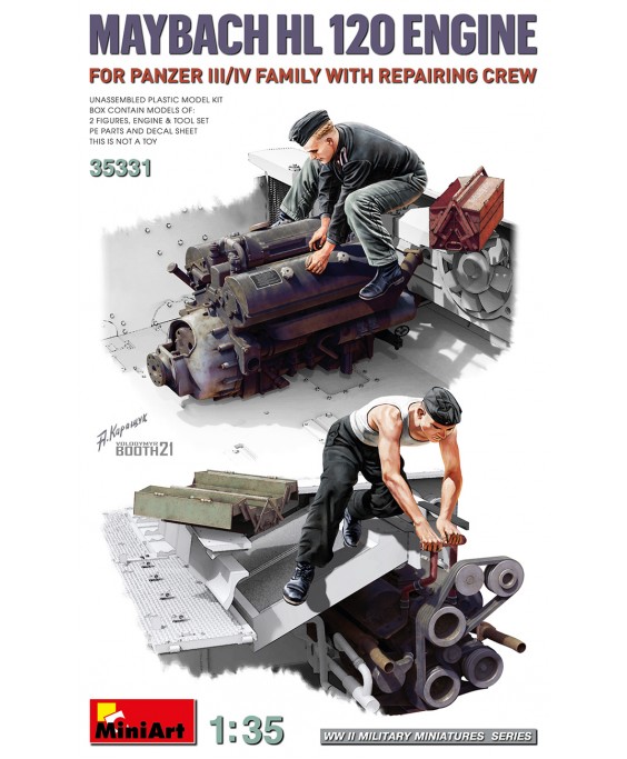 MiniArt Maybach HL 120 Engine for Panzer III/IV Family w/Repair Crew 1/35