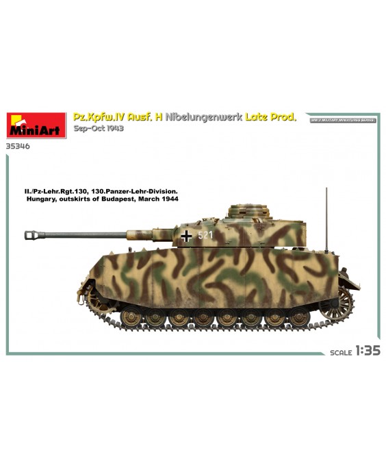 MiniArt modelis Pz.Kpfw.IV Ausf. H Nibelungenwerk Late Prod. Sep-Oct 1943 1/35 MiniArt modelis Pz.Kpfw.IV Ausf. H Nibelungenwerk Late Prod. Sep-Oct 1943 1/35