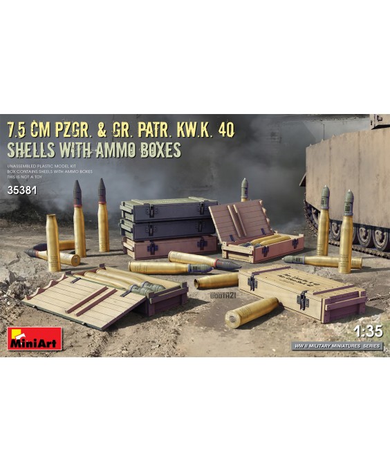 MiniArt 7.5 cm Pzgr.& Gr. Patr.Kw.K 40 shells with ammo boxes 1/35