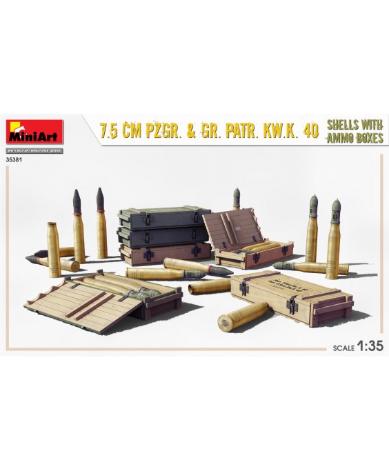MiniArt 7.5 cm Pzgr.& Gr. Patr.Kw.K 40 shells with ammo boxes 1/35