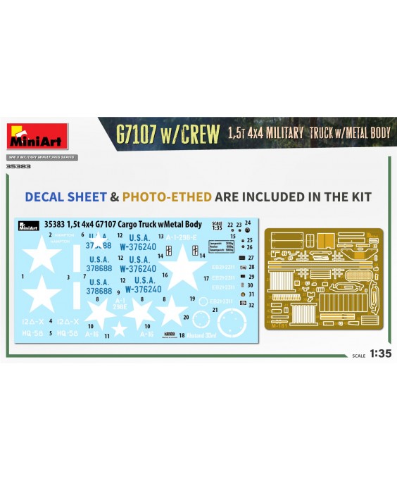 MiniArt modelis G7107 w/Crew 1,5t 4X4 Cargo truck w/metal body 1/35