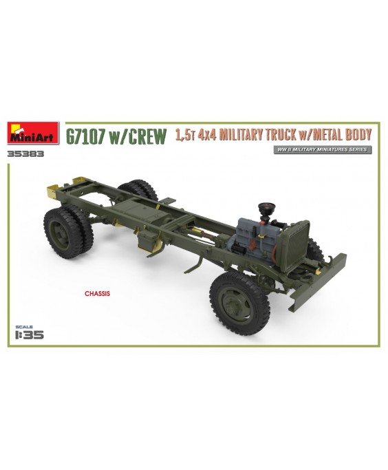MiniArt modelis G7107 w/Crew 1,5t 4X4 Cargo truck w/metal body 1/35