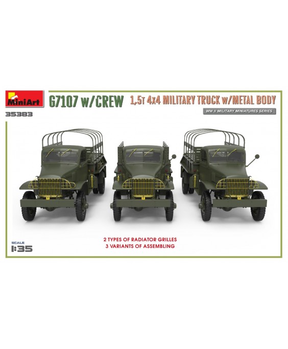 MiniArt modelis G7107 w/Crew 1,5t 4X4 Cargo truck w/metal body 1/35