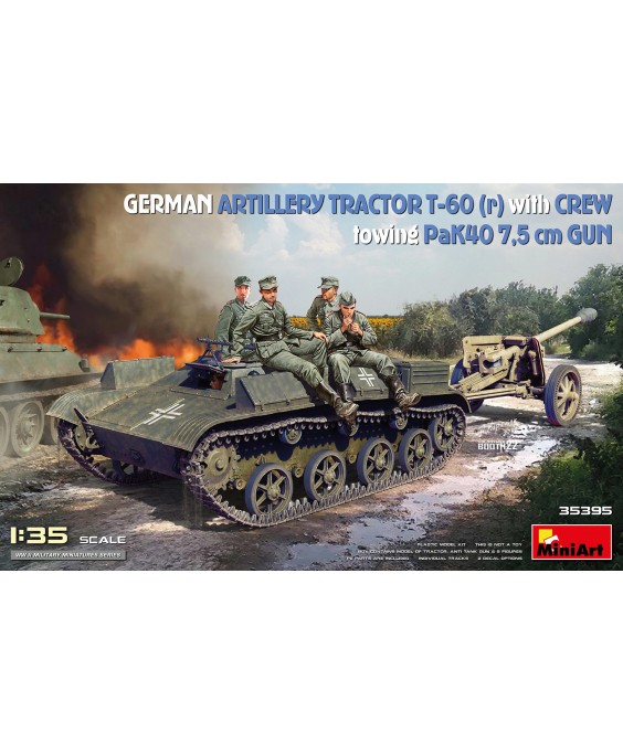 MiniArt GERMAN ARTILLERY TRACTOR T-60(r) & CREW Towing PaK40 GUN 1/35