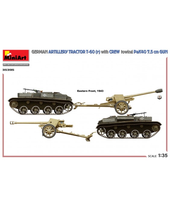 MiniArt GERMAN ARTILLERY TRACTOR T-60(r) & CREW Towing PaK40 GUN 1/35