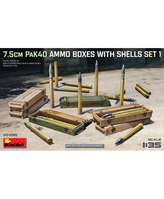 MiniArt 7.5cm PaK40 AMMO BOXES WITH SHELLS SET 1 1/35