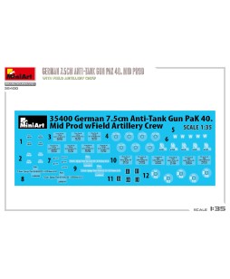 MiniArt GERMAN 7.5CM ANTI-TANK GUN PAK 40. MID PROD. WITH FIELD ARTILLERY CREW 1/35