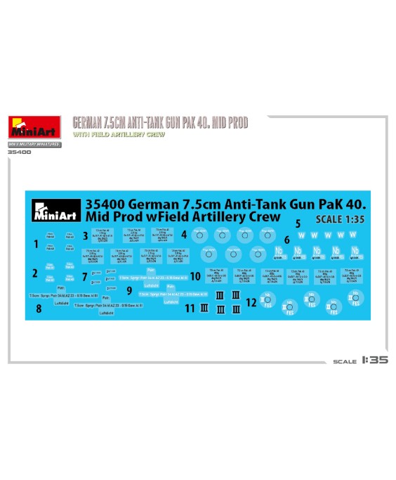 MiniArt GERMAN 7.5CM ANTI-TANK GUN PAK 40. MID PROD. WITH FIELD ARTILLERY CREW 1/35