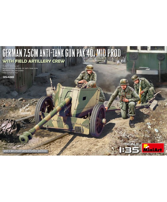 MiniArt GERMAN 7.5CM ANTI-TANK GUN PAK 40. MID PROD. WITH FIELD ARTILLERY CREW 1/35