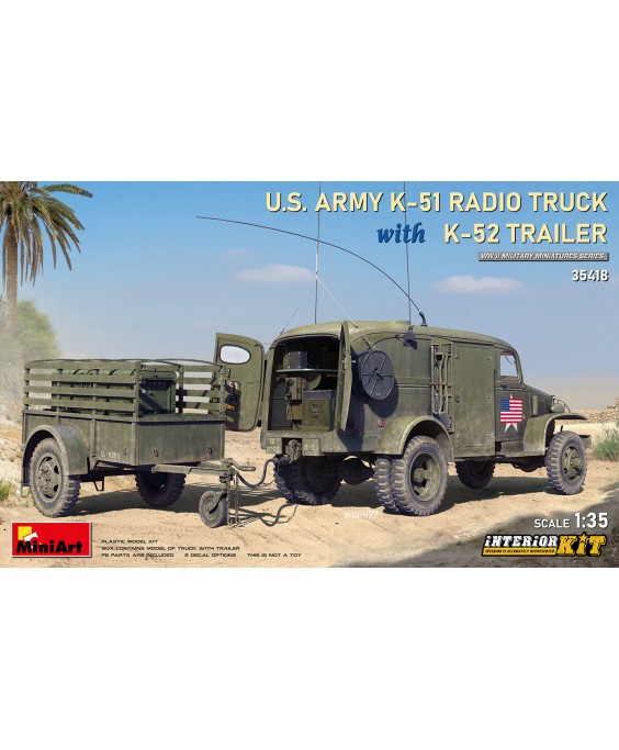 MiniArt modelis US ARMY K-51 RADIO TRUCK WITH K-52 TRAILER 1/35