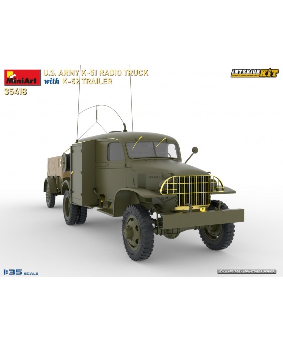 MiniArt modelis US ARMY K-51 RADIO TRUCK WITH K-52 TRAILER 1/35