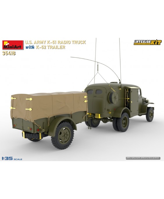 MiniArt modelis US ARMY K-51 RADIO TRUCK WITH K-52 TRAILER 1/35