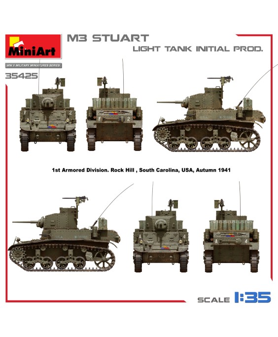 MiniArt modelis M3 STUART LIGHT TANK, INITIAL PROD. 1/35