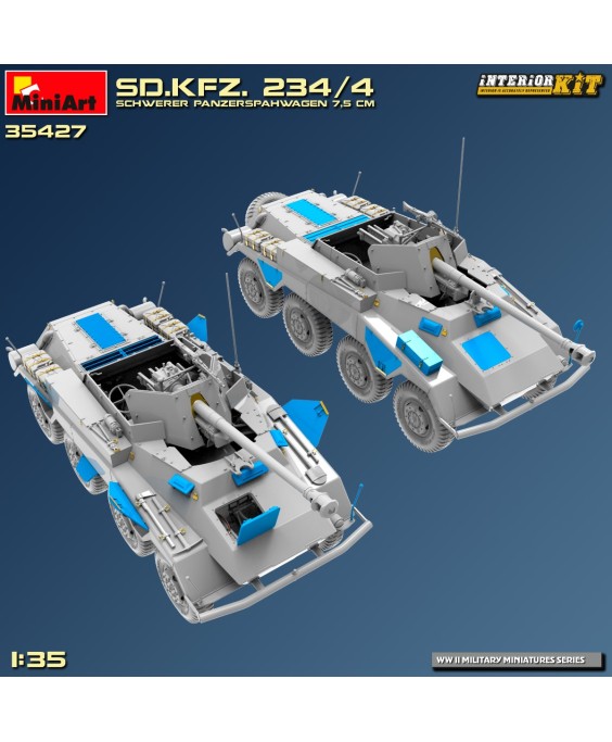 MiniArt modelis Sd.Kfz. 234/4 SCHWERER PANZERSPÄHWAGEN 7,5 cm. 1/35