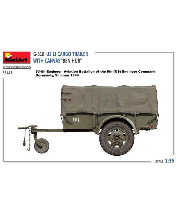 MiniArt G-518 US 1t CARGO TRAILER WITH CANVAS BEN HUR 1/35 MiniArt G-518 US 1t CARGO TRAILER WITH CANVAS BEN HUR 1/35