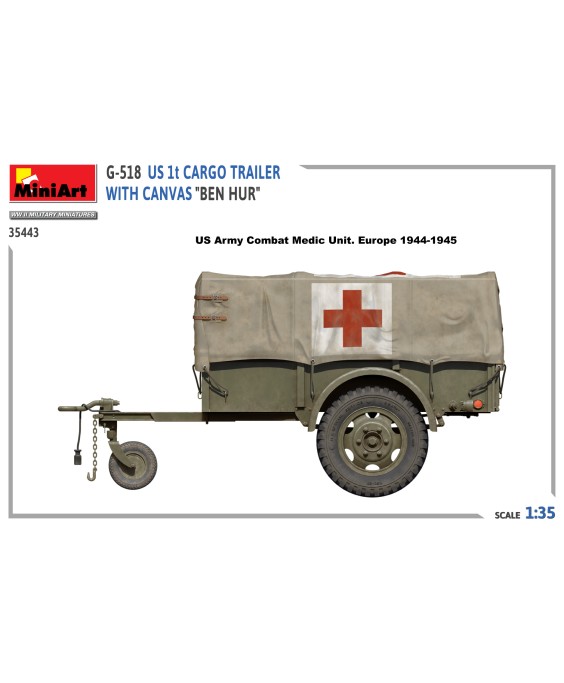 MiniArt G-518 US 1t CARGO TRAILER WITH CANVAS BEN HUR 1/35 MiniArt G-518 US 1t CARGO TRAILER WITH CANVAS BEN HUR 1/35