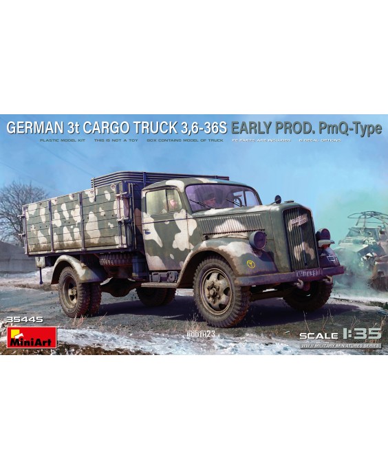 MiniArt modelis GERMAN 3t CARGO TRUCK 3,6-36S EARLY PROD. PmQ-Type 1/35