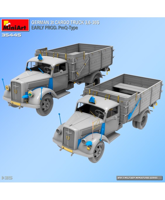 MiniArt modelis GERMAN 3t CARGO TRUCK 3,6-36S EARLY PROD. PmQ-Type 1/35