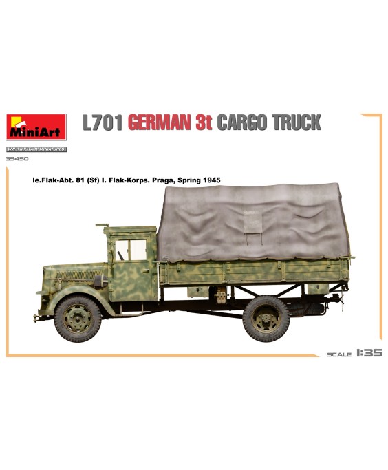 MiniArt modelis L701 GERMAN 3T CARGO TRUCK 1/35